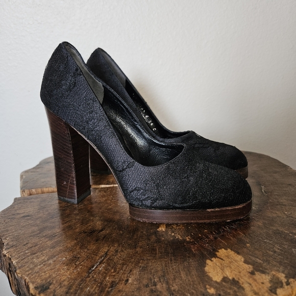 Gucci Black Lace Platform Heels Size 36 Italy Authentic RA Verified Designer - Picture 7 of 16